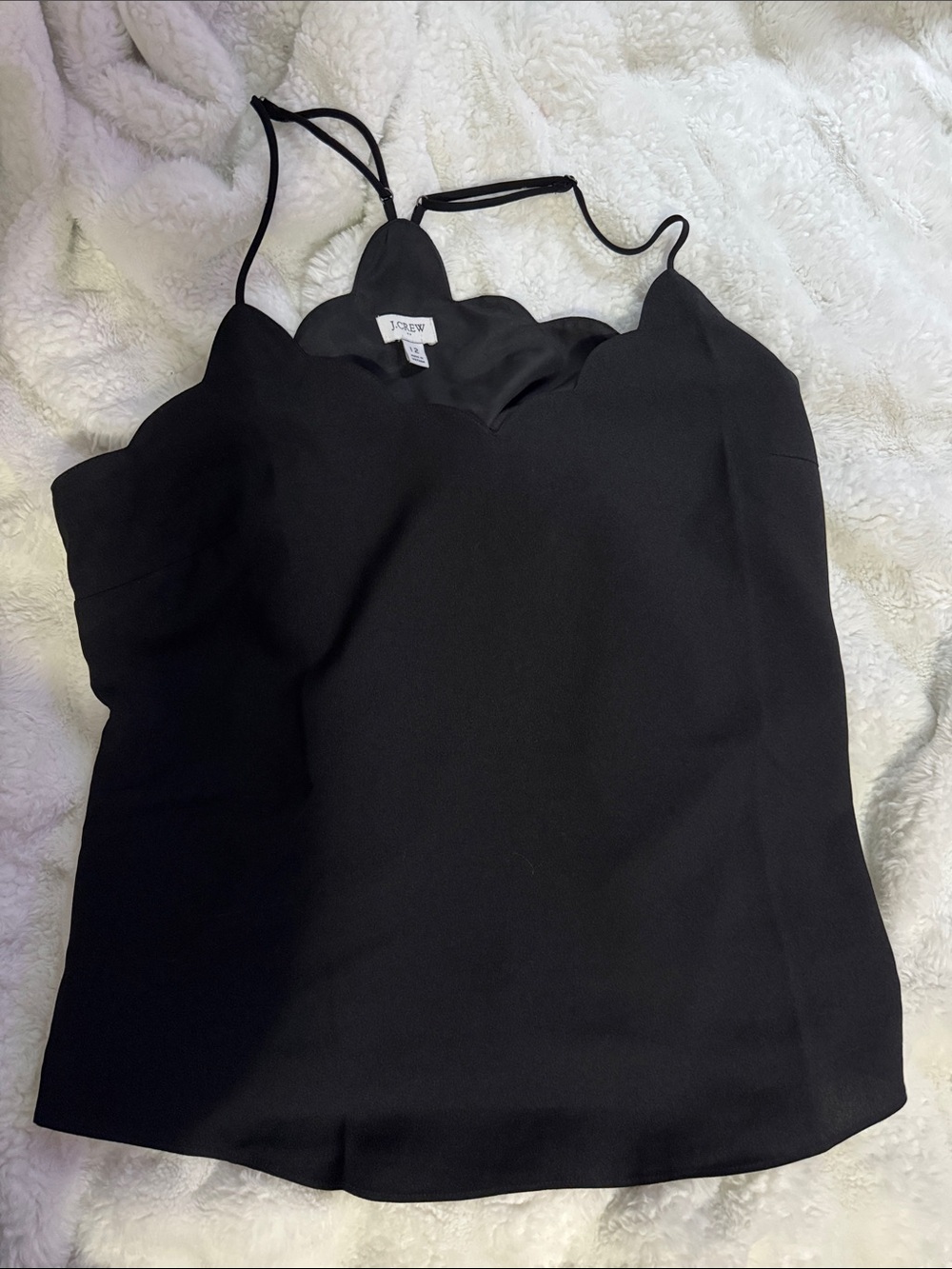 J. Crew Black Scallop-Edge Camisole